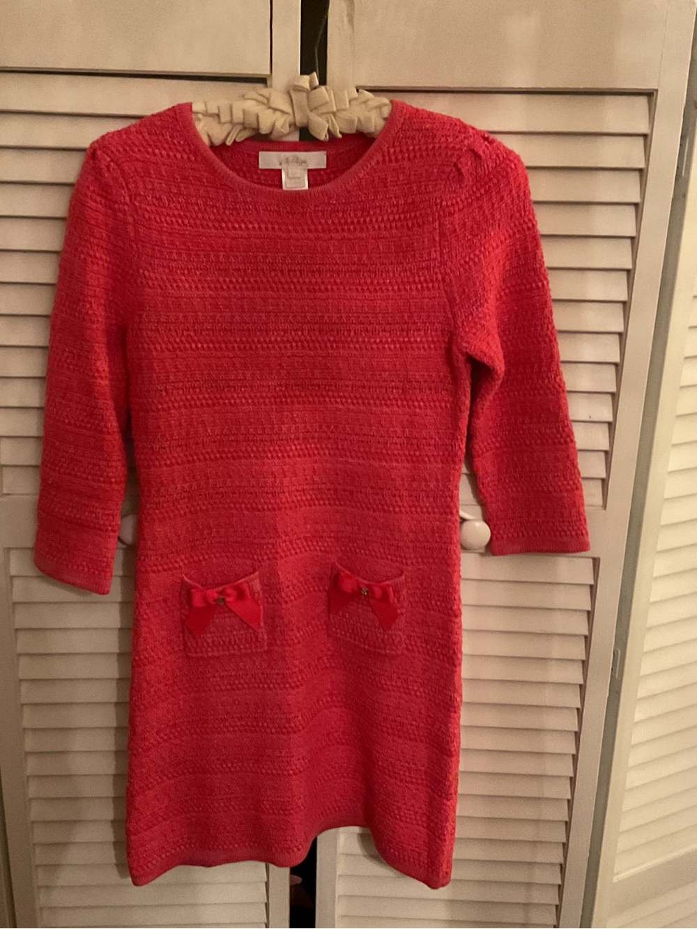 Lilly Pulitzer Coral Knit Midi Dress with Pocket Bows